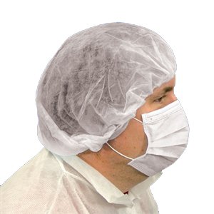 BOUFFANT CAP, SPUNBOND,
WHITE, 24&quot; 1000/CS