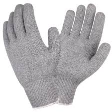 TERRY GLOVE, STANDARD WEIGHT, GRAY, LOOP-IN, KNIT WRIST (L)
