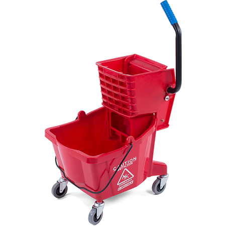 Flo-Pac Mop Bucket with Side Press Wringer 26 Quart - RED