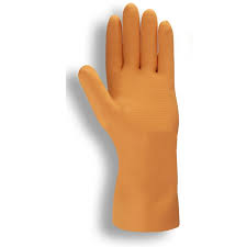 ORANGE NEOPRENE/LATEX BLEND, FLOCK-LINED, STRAIGHT CUFF,