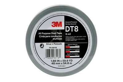 3M SUPER DUTY DUCT TAPE, DT8 SILVER, 48MM x 54.8M 8MIL