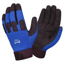 PIT PRO™ ACTIVITY GLOVE,
SYNTHETIC LEATHER
DOUBLE..PALM, BLUE STRETCH
BACK, LARGE