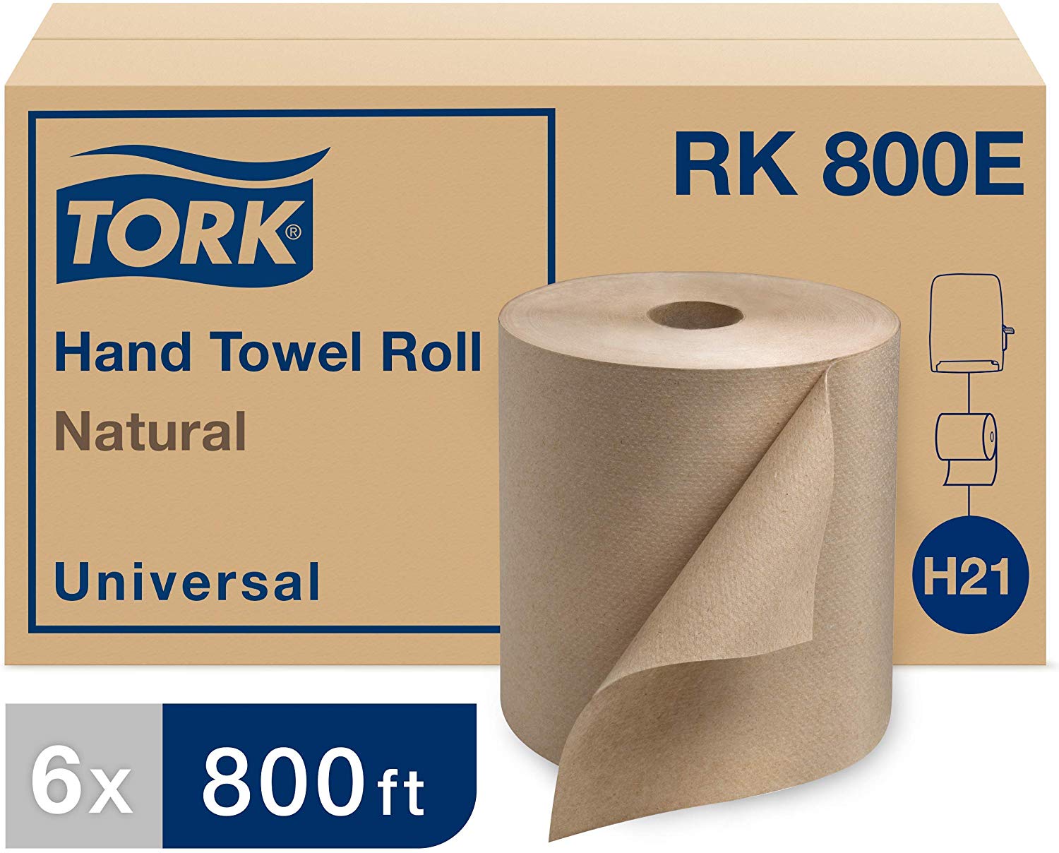 Hardwound Paper Roll Towel, 
1-Ply, 7.87&quot; Width x 800&#39; 
Length, Natural (Case of 6 
Rolls, 800 per Roll) 60/PLT