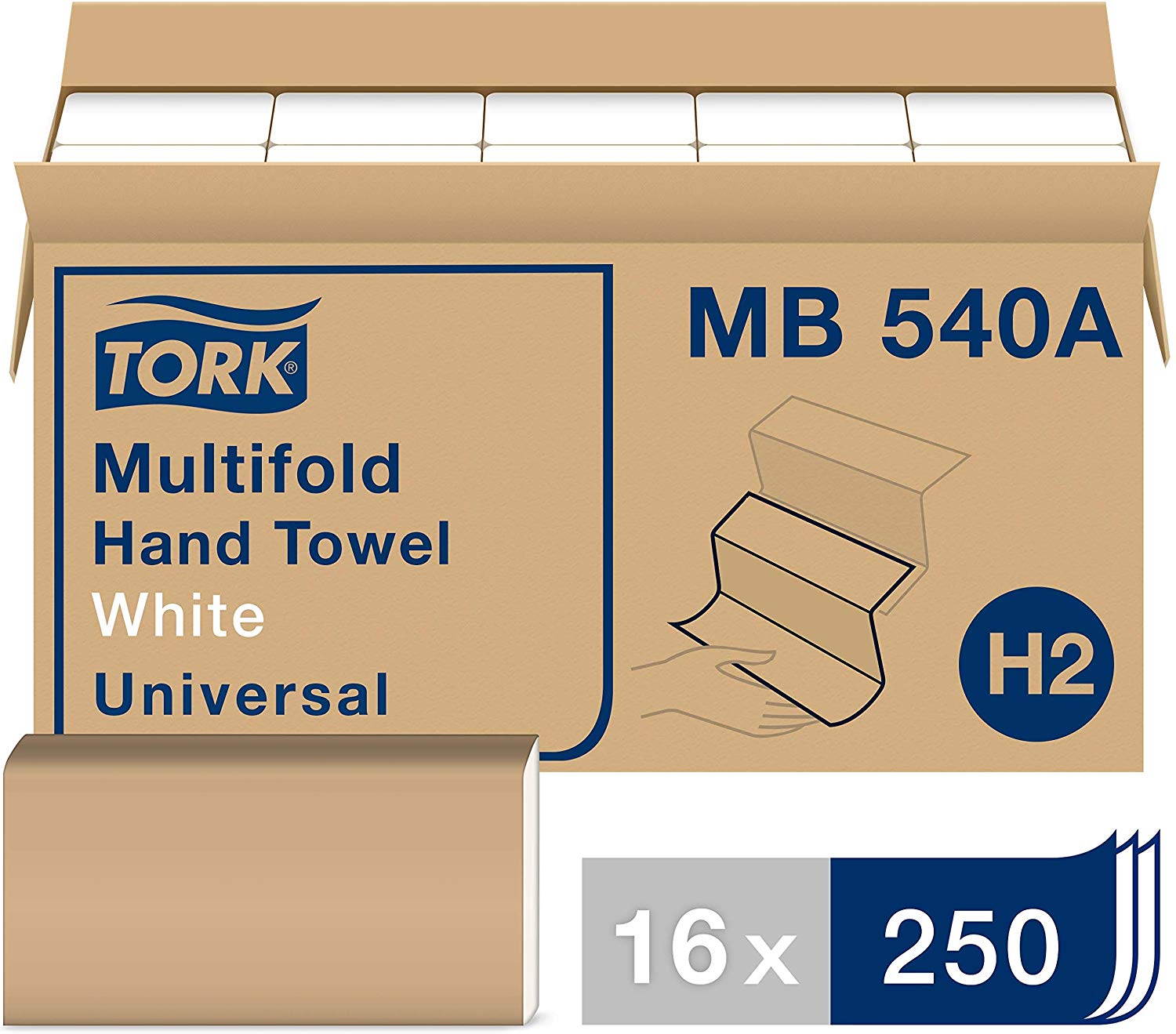Multifold Paper Hand Towel, 
1-Ply, 9.5&quot; Width x 9.13&quot; 
Length, White, (Case of 16 
Packs, 250 per Pack, 4,000 
Towels) 