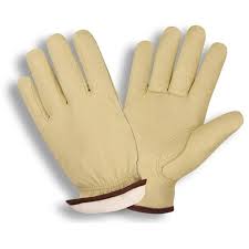 DRIVER GLOVE, STANDARD GRAIN PIGSKIN, WHITE FLEECE LINED,