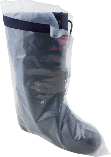 SHOE COVER, POLYETHYLENE 5MIL, CLEAR W/TIES (XL)