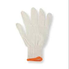 MACHINE KNIT, COTTON/POLY,
NATURAL WHITE, &#39;ONE SIZE FITS
MOST&quot;, W/ORANGE WRIST 50DZ/CS