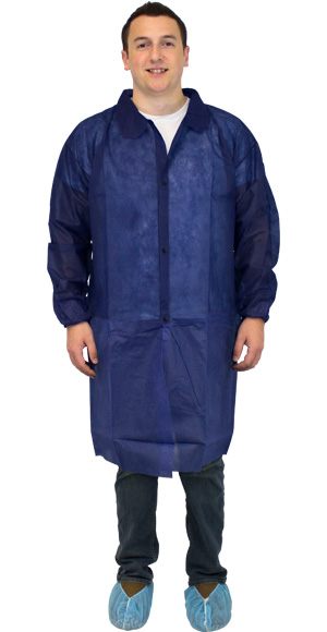 PP,25SS fabric, Lab Coat, 
NAVY BLUE,Velcro, 3XL, 
10ea/bg;30ea/cs
