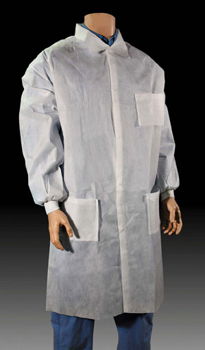 LAB COAT, PPSB ELASTIC
WRISTS, WHITE POLYPRO W/2
POCKETS,4 Buttons, Elastic 
Wrist(3XL) 30/CS 