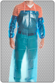 APRON, VINYL ALTERNATIVE 6MIL, 35&quot;x45&quot;, W/GROMMETS, BLUE