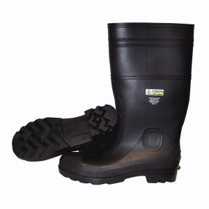 BLACK PVC, PLAIN TOE RUBBER
BOOTS SIZE 10