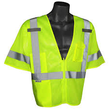 CLASS III SAFETY VEST WITH
MIC STRAP, LIME MESH (L/XL)