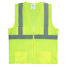 Class II, Lime Mesh Surveyors
Vest, Silver Stripes, Zipper
Closure, Four Front Pockets
(XL)