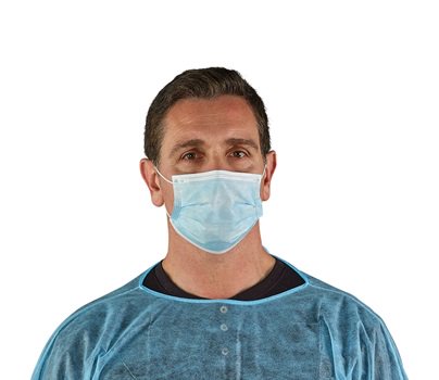 FACE MASK, EAR LOOP, BLUE, 3
PLY, 50/BOX, 20/BOX CASE,
1000/CS (80/PLT)