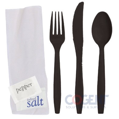 HEAVY WT PS 6PC BLACK
KIT=F,K,S SALT&amp;PEPPER,NAPKIN
250/CASE