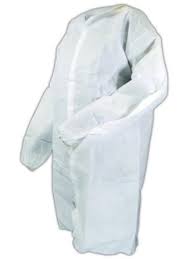 LAB COAT, SMS KNIT COLLAR AND
CUFF, 5 SNAPS, 3 POCKETS,
WHITE (M) 30/CS