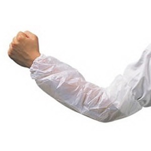 Sleeves White Spunbonded 
Polypropylene One size only
500/CS Elastic top &amp; 
wrists, 18 length 
