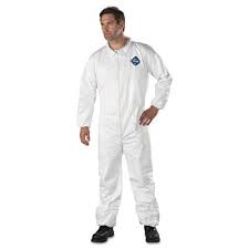 DuPont™ Tyvek&#174; Coverall,
Comfort Fit Design. Collar,
Elastic Wrists and Ankles,
Elastic Waist, Serged Seams,
White (2XL) 25/CS